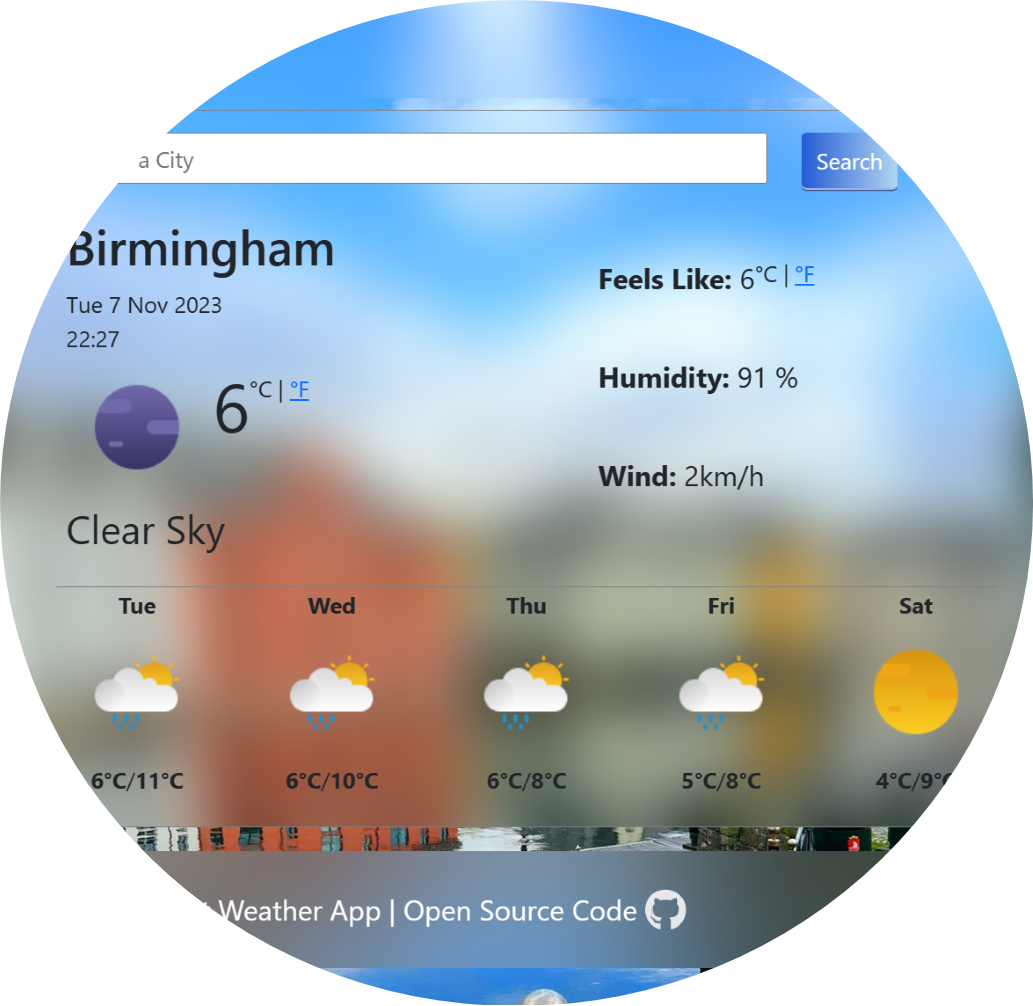 preview Image of React weather app