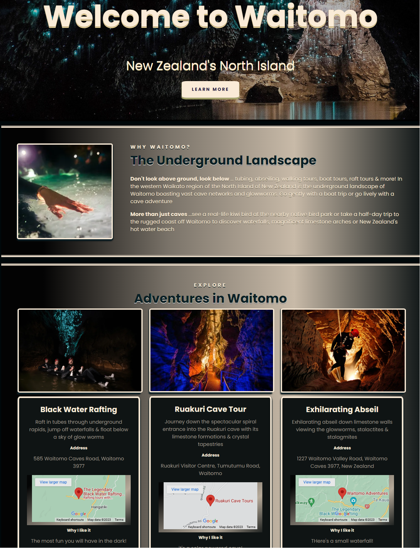 image of Waitomo project landing page