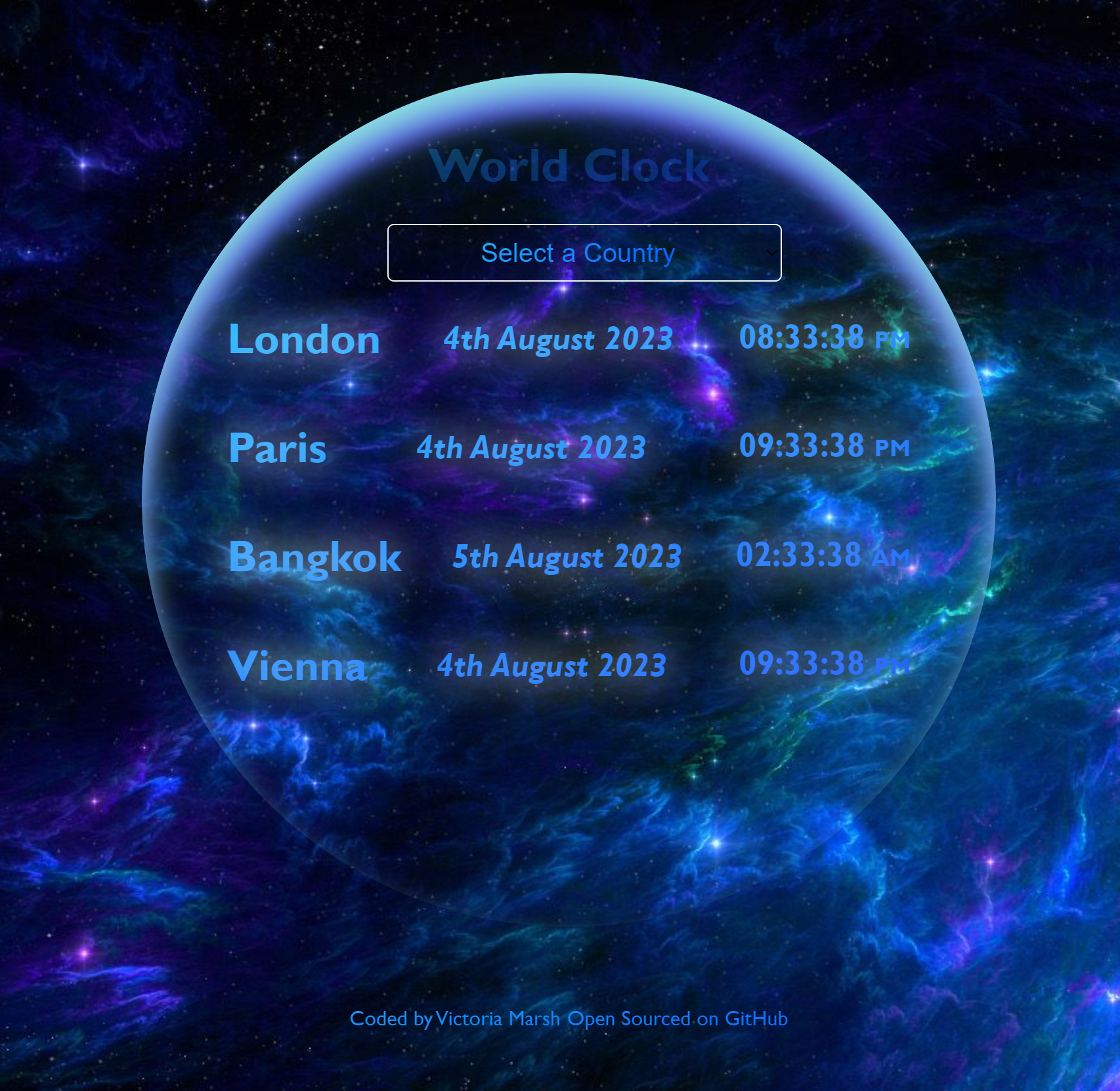 image of world clock app